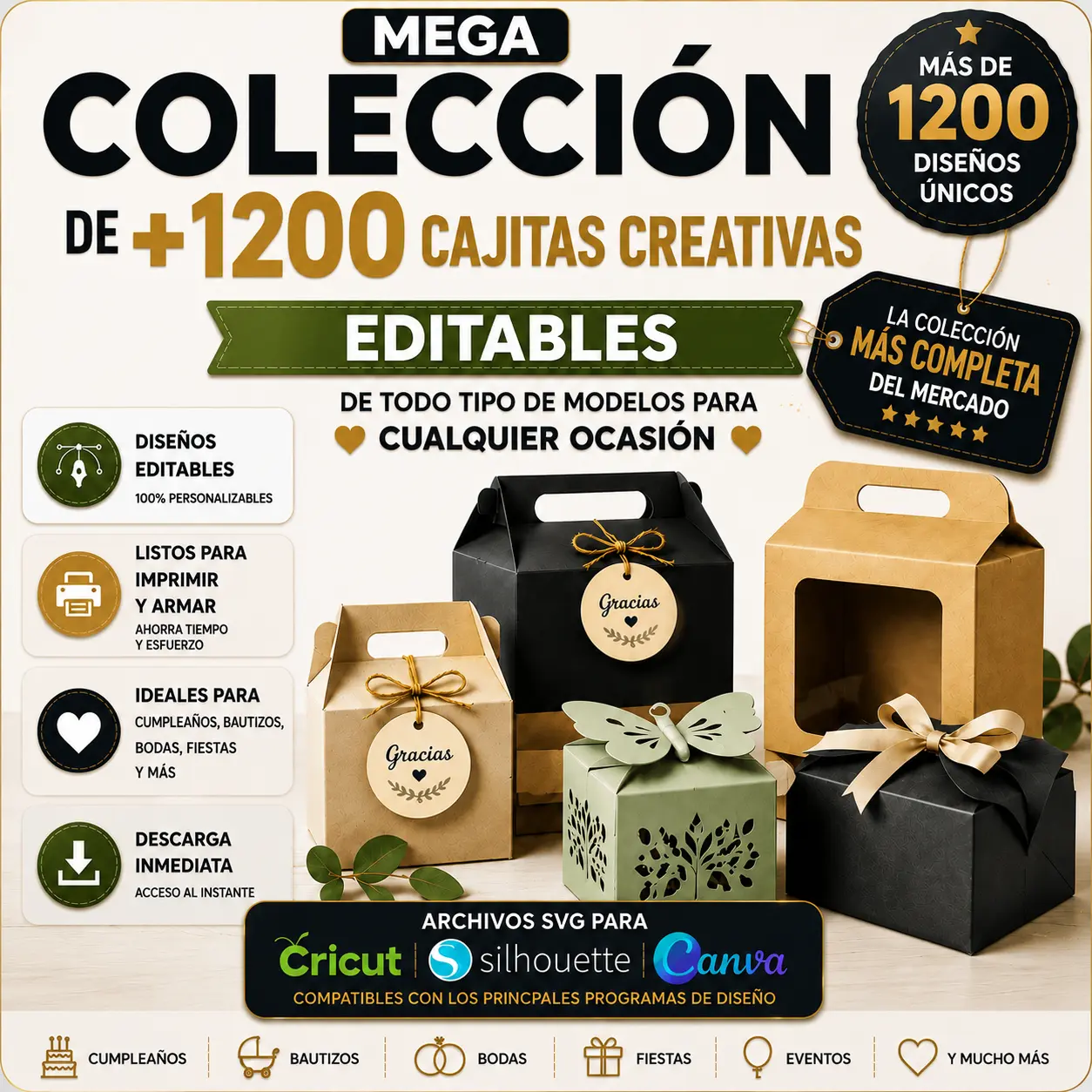 Mega Colección de +1200 Cajitas Creativas Editables